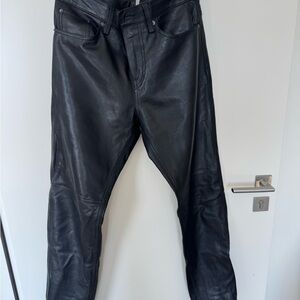 Men's Black Leather Jeans